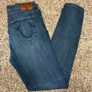 TRUE RELIGION Halle Mid-Rise Super Skinny Jeans in Washed Vintage Size 28